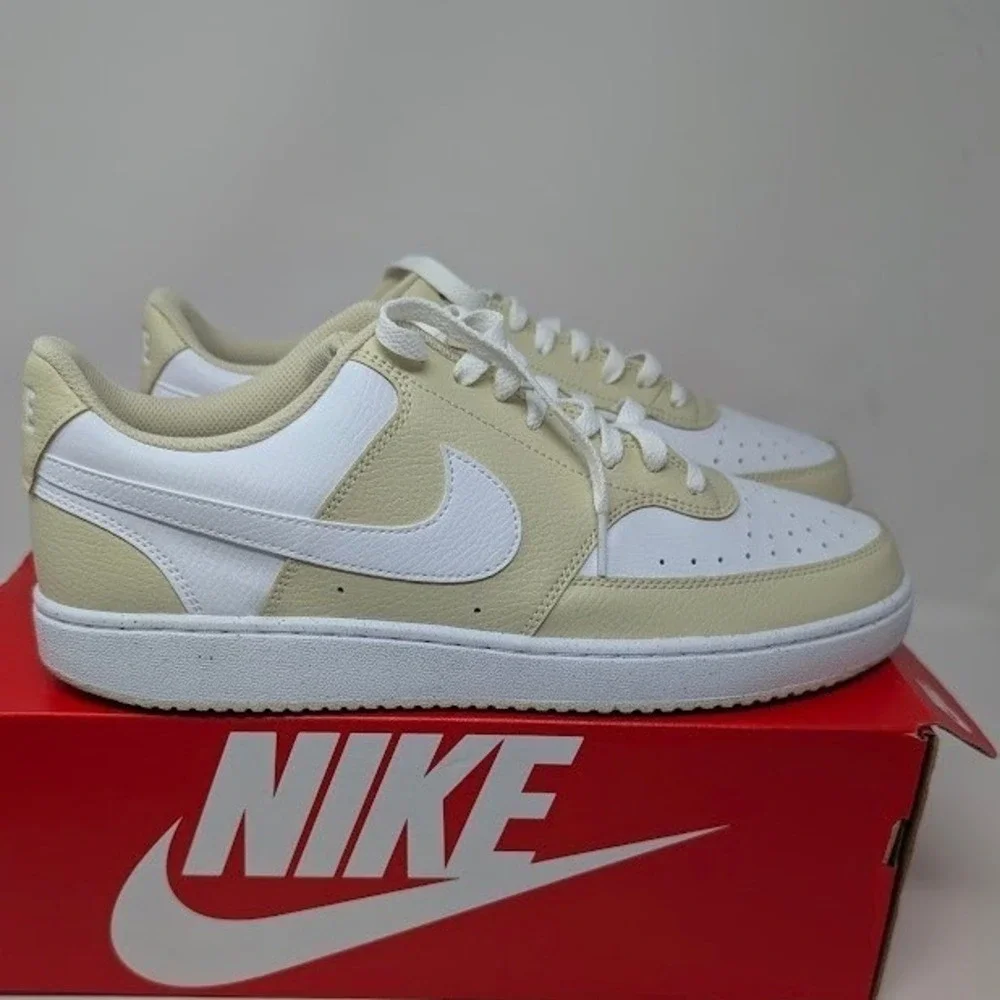 Nike Men's Court Vision Low‎ sneakers tan and white NWT sz 12